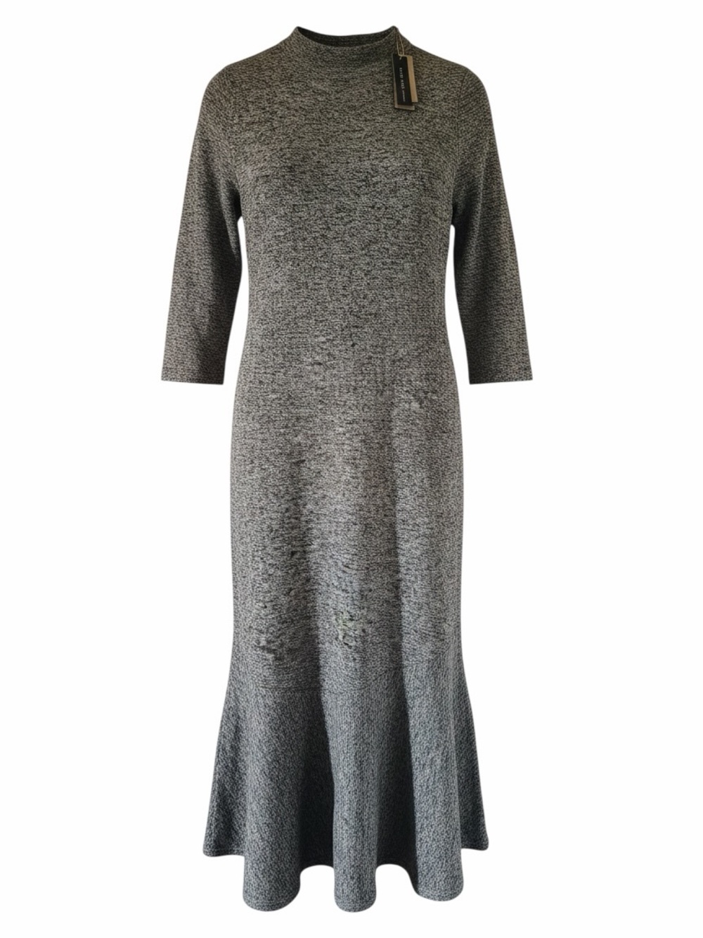 Chico’s Black Label NWT Charcoal Grey Soft Sweater Maxi Dress Ruffles High Neck